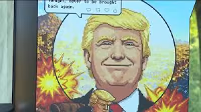 Epic retro game casts Trump in satirical war protest at D.C. memorial