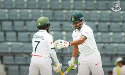 Litton Das watches Bangladesh steady after early blows in Sylhet Test