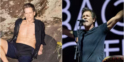 Kevin Bacon shows off lean physique, six-pack after set workouts