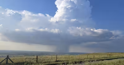 Storm clouds over Wiltshire turn spring heat into an eerie spectacle
