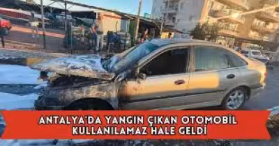 Demre’de alev alan otomobil söndürüldü, araç kullanılamaz hale geldi