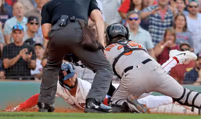 Red Sox coach’s move into fair territory sparks rules question in Orioles game