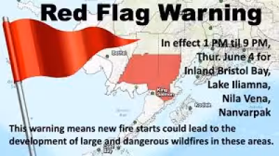 Red Flag (fire Weather) Warning Issued for Inland Bristol Bay, Iliamna Areas