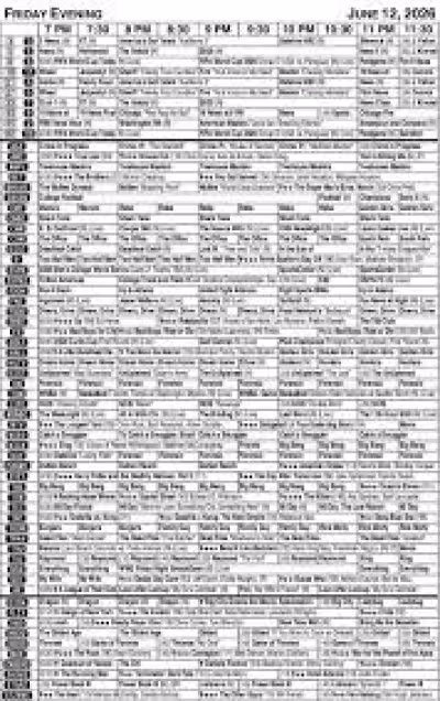 Tv Listings page from vindy.com shows no actual Friday evening schedule