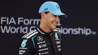 George Russell takes pole in F1 Race as Lewis Hamilton joins front row