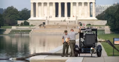 Lincoln Reflecting Pool drained again as repairs run past Trump’s July 4 target