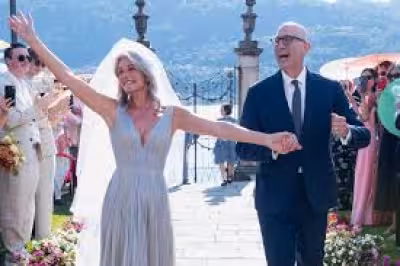 Paulina Porizkova marries Jeff Goldstein in Italy in sheer gray gown
