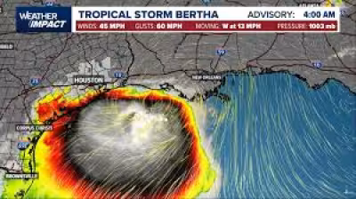 Tropical Storm Bertha Weather: Warnings Expand Toward Texas as Storm Moves West