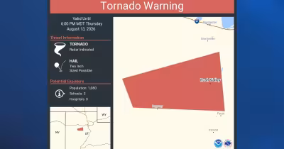 Tornado Warning In Utah issued for Dugway and Rush Valley area