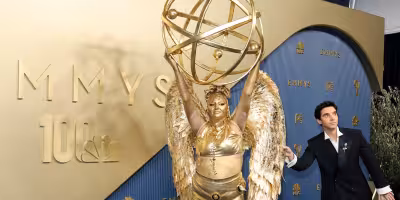Megan Stalter turns the Emmys red carpet into a life-size trophy