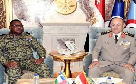 الفريق أسامة عسكر يلتقي رئيس هيئة الأركان العامة للقوات المسلحة لجمهورية أفريقيا الوسطى