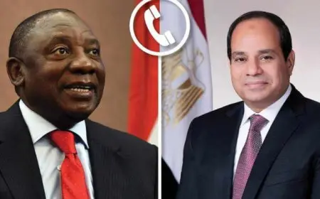 الرئيس السيسي يهنئ هاتفياً رئيس جنوب إفريقيا بفوزه في الانتخابات وتوليه فترة جديدة