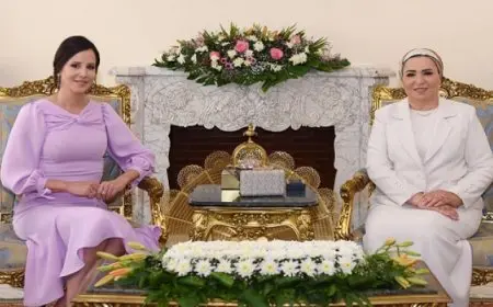 انتصار السيسي ترحب بقرينة الرئيس الصربي في مصر