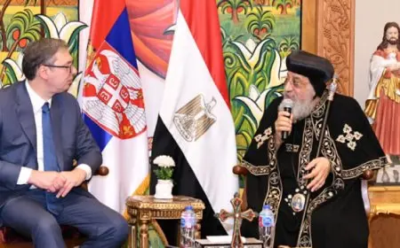 البابا تواضروس يستقبل الرئيس الصربي بالمقر البابوي بالعباسية