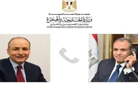 وزير الخارجية يتلقى اتصالا هاتفيا من وزير خارجية أيرلندا