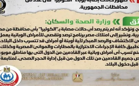 مجلس الوزراء ينفي شائعة ظهور حالات إصابة بوباء الكوليرا في عدد من محافظات الجمهورية