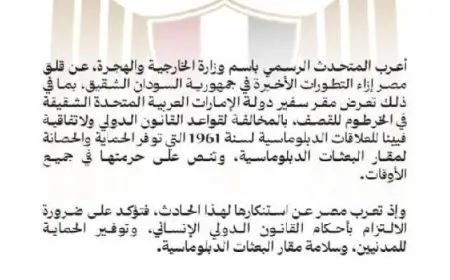 الخارجية : مصر تعرب عن القلق إزاء التطورات الأخيرة في جمهورية السودان الشقيق