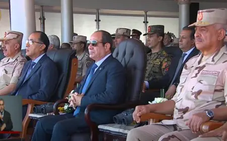 السيسي يشهد اصطفاف تفتيش حرب الفرقة السادسة المدرعة بالجيش الثاني الميداني بالإسماعيلية