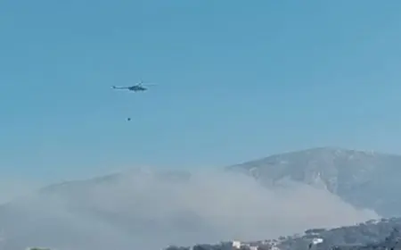 مروحيات الجيش السوري تواصل عمليات إخماد الحرائق اللاذقية ‏