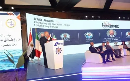 وزير النقل يشهد انطلاق فعاليات الإعلان عن إطلاق خط الرورو المصري/ الإيطالي بين مينائي (دمياط – تريستا)