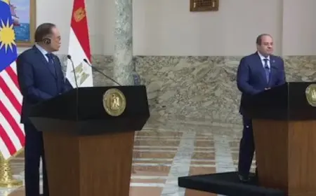 خلال مؤتمر صحفى مشترك .. السيسي: توافقت مع رئيس وزراء ماليزيا على بذل الجهود لوقف إطلاق النار في غزة