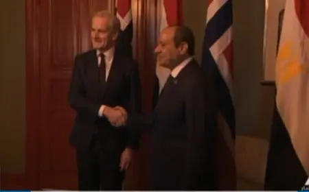 رئيس الوزراء النرويجي يستقبل الرئيس السيسي بمقر الضيافة الحكومي