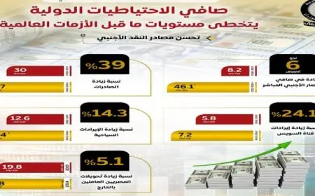 بالإنفوجراف .. مجلس الوزراء: صافي الاحتياطيات الدولية يتخطى مستويات ما قبل الأزمات العالمية