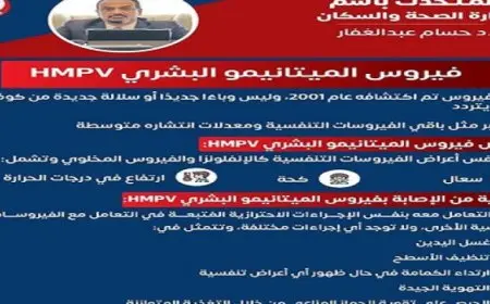 متحدث وزارة الصحة: فيروس “HMPV” موسمي وليس وباء جديدا