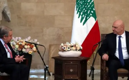 خلال استقباله جوتيريش .. جوزيف عون : على إسرائيل الانسحاب من جنوب لبنان