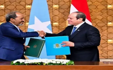 إعلان سياسى مشترك لترفيع العلاقات بين مصر والصومال إلى مستوى الشراكة الاستراتيجية