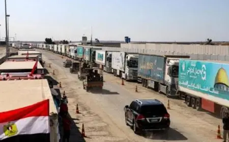 قافلة مساعدات مصرية تدخل إلى قطاع غزة تضم 305 شاحنات