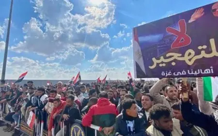 بال وال.. احتشاد آلاف المصريين أمام معبر رفح البري تضامنا مع فلسطين ورفضا لمخططات التهجير