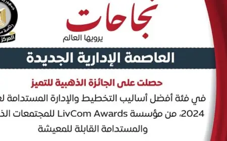 العاصمة الإدارية تفوز بالجائزة الذهبية للتميز كأفضل تخطيط وإدارة مستدامة لعام 2024