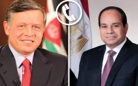 الرئيس السيسى وملك الأردن يؤكدان أهمية التوصل لسلام دائم فى المنطقة قائم على حل الدولتين