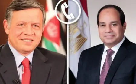 الرئيس السيسى والملك عبد الله يشددان على أهمية عدم تهجير الشعب الفلسطينى من أرضه