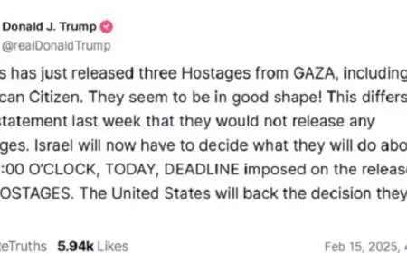 ترامب يُذكر بضرورة إطلاق حماس كافة المحتجزين ويعلن : القرار بيد إسرائيل وسندعمها أيا كان