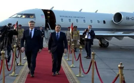 رئيس الوزراء يستقبل نظيره الكرواتى والوفد المرافق له بمطار القاهرة
