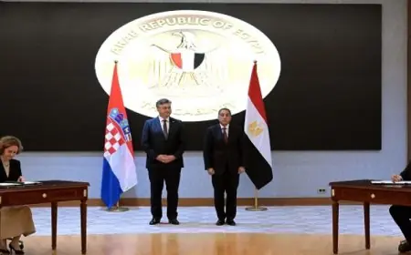 رئيسا وزراء مصر وكرواتيا يشهدان توقيع مذكرة تفاهم للبدء فى تنفيذ برنامج ثقافى مشترك