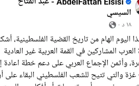 الرئيس السيسى: خطة إعادة إعمار قطاع غزة تتيح للشعب الفلسطينى البقاء على أرضه