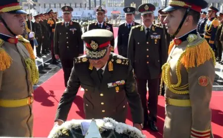 إنابة الفريق أول عبد المجيد صقر لوضع إكليل زهور على النصب التذكارى لشهداء الجيش