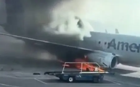 إصابة 12 شخصا إثر اندلاع حريق فى محرك طائرة ركاب أمريكية