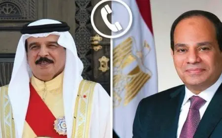الرئيس السيسى وملك البحرين يؤكدان ضرورة الالتزام بقرارات القمة العربية وإعمار غزة