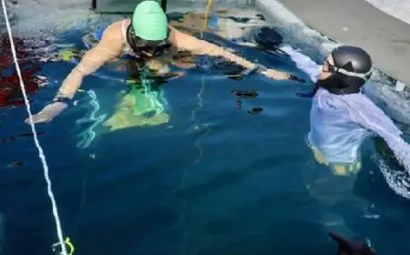 روسية تسبح 122 مترا تحت الجليد دون بدلة غوص