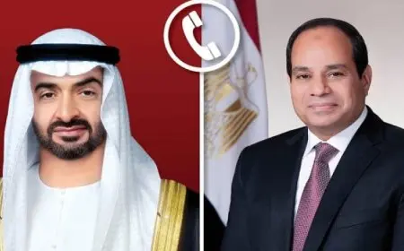 الرئيس السيسى والشيخ محمد بن زايد يتبادلان هاتفيا التهنئة بمناسبة عيد الفطر المبارك