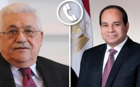 الرئيس السيسى يتلقى اتصالًا هاتفيًا من الرئيس الفلسطينى للتهنئة بعيد الفطر