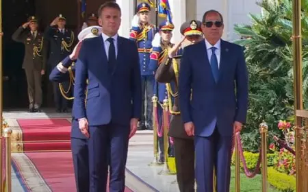 الرئيس السيسى يستقبل نظيره الفرنسى إيمانويل ماكرون بقصر الاتحادية