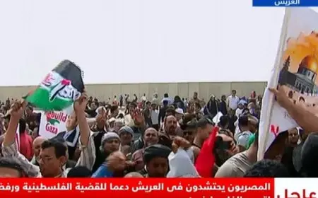 آلاف المصريين يحتشدون فى العريش دعما للقضية الفلسطينية ورفضا للتهجير