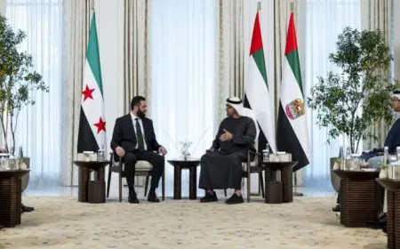 محمد بن زايد يستقبل الشرع ويؤكد على دعم استقرار سوريا