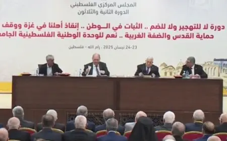 المجلس المركزى الفلسطينى يقرر استحداث منصب نائب رئيس اللجنة التنفيذية للمنظمة نائب الرئيس