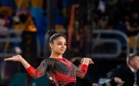 جنى محمود تتوج بذهبية كأس العالم للجمباز الفنى على جهاز الحركات الأرضية